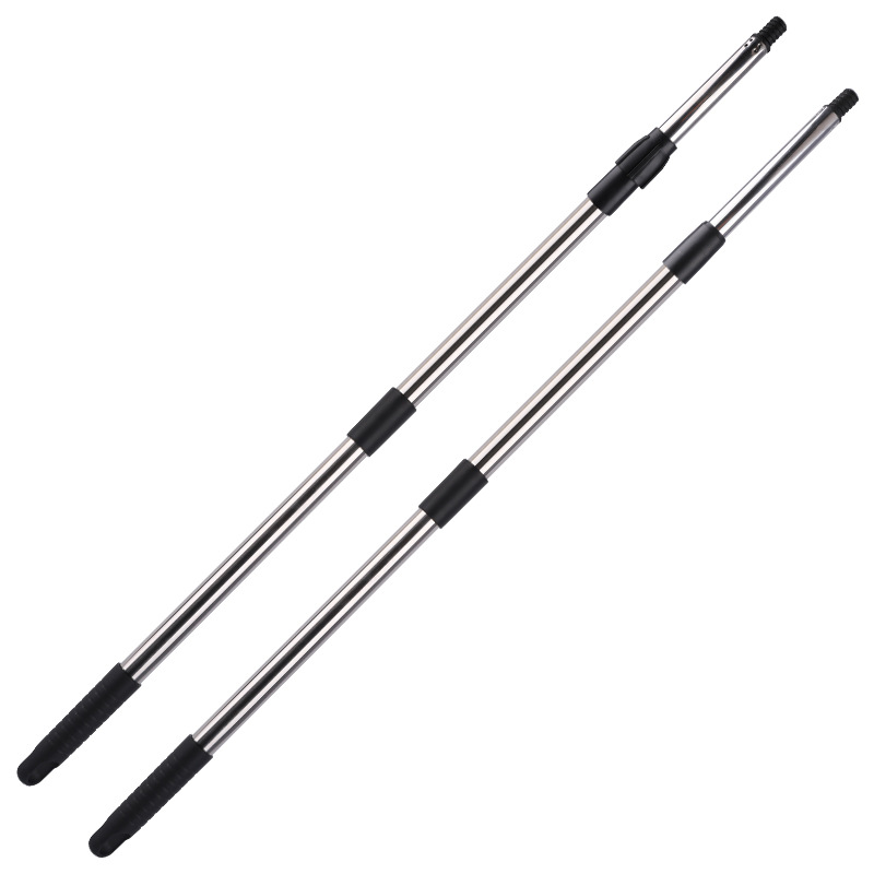 Accesorios de trapeador de tubo de rosca de acero inoxidable Varilla de trapeador telescópica extendida Varilla de escoba al por mayor Varilla de acoplamiento de tres secciones