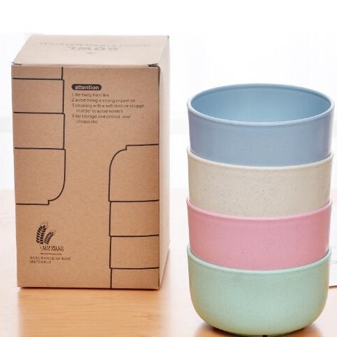 Juego de cuatro cuencos de paja de trigo para niños, cuencos para el hogar, regalos promocionales, cuencos prácticos para regalo, vajilla gratuita, material ecológico