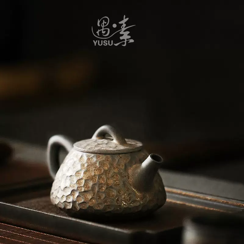 鎏金做旧茶壶泡茶壶中式功夫茶具家用客厅小号茶水壶复古单个陶壶