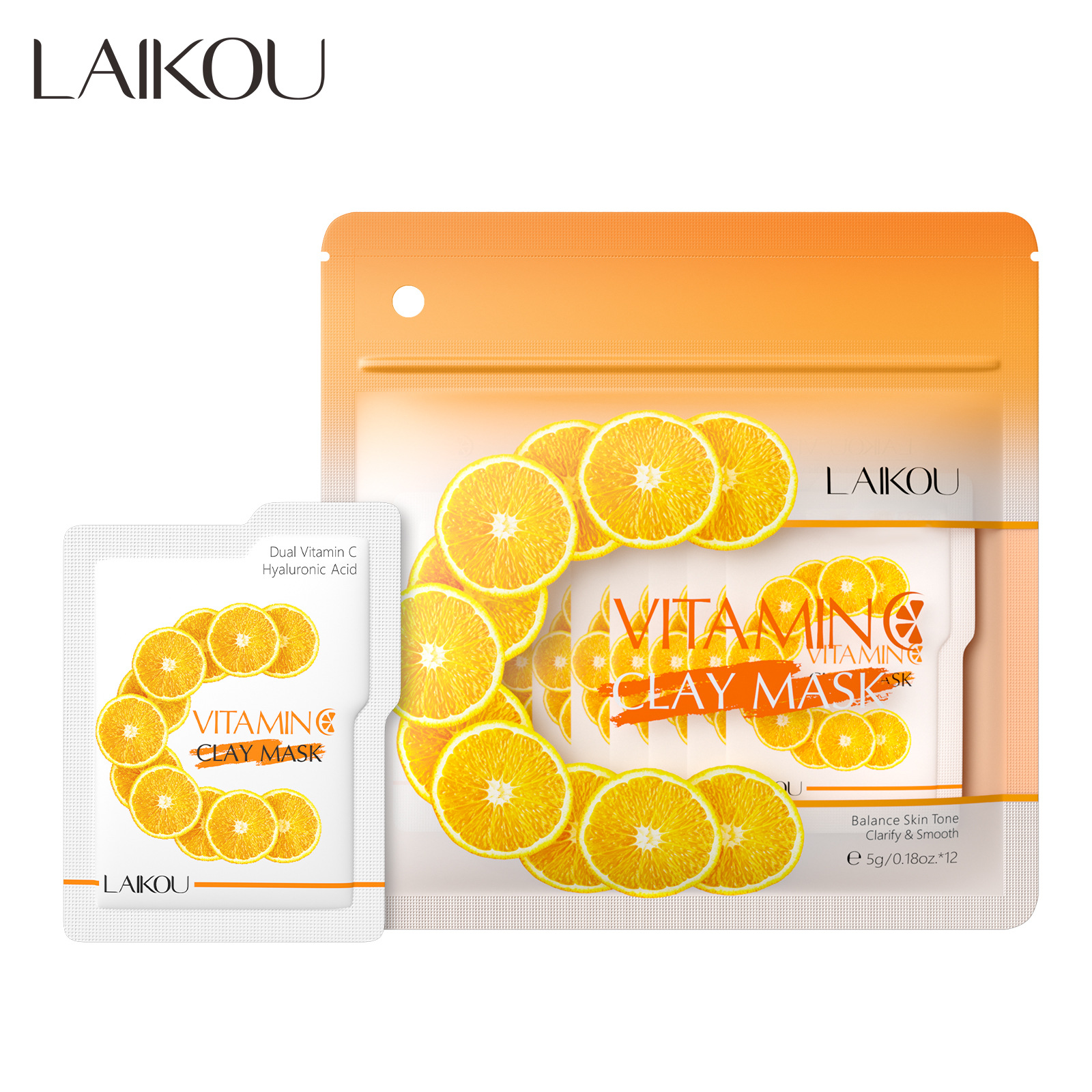 Cross-border in-stock new LAIKOU Vitamin c Mud Mask 5g*12 for pore cleansing, hydration and moisturizing, one-stop delivery Application Scenario