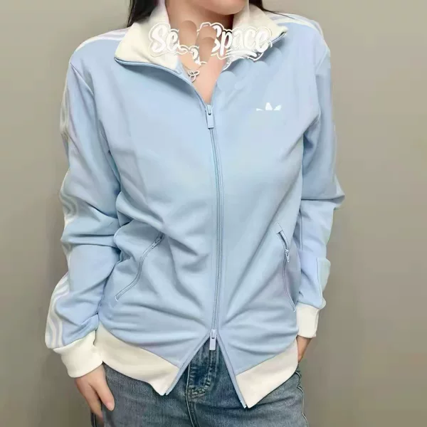 Three-leaf embroidered casual cardigan sweatshirt, trendy unisex couple's outfit, three stripes, spring/autumn sports jacket, loose fit