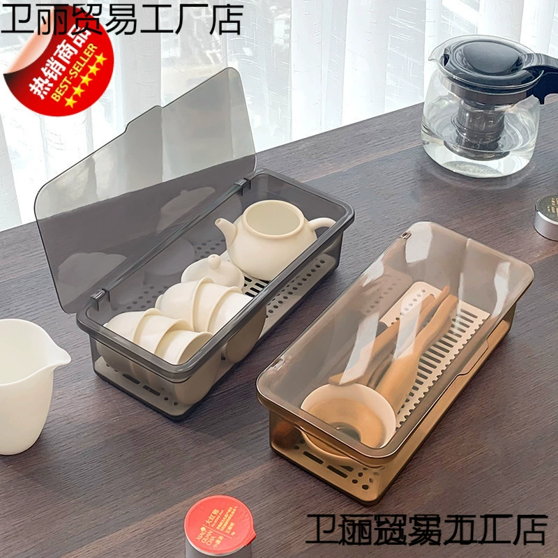 Многофункциональный двухслойный рабочий стол с пылезащитной коробкой для хранения кухонных палочек для хранения лоток для слива