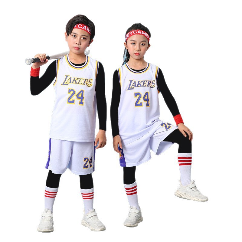 子供バスケットボールユニフォームスーツ No.24 ベストスポーツスーツ幼稚園パフォーマンススーツ速乾性子供の子供の日のバスケットボールユニフォーム|undefined