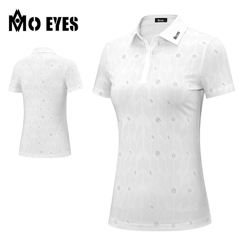 Áo phông nữ in hoa ngắn tay chơi golf vải thể thao đàn hồi cao mùa hè — M23YF007-màu trắng