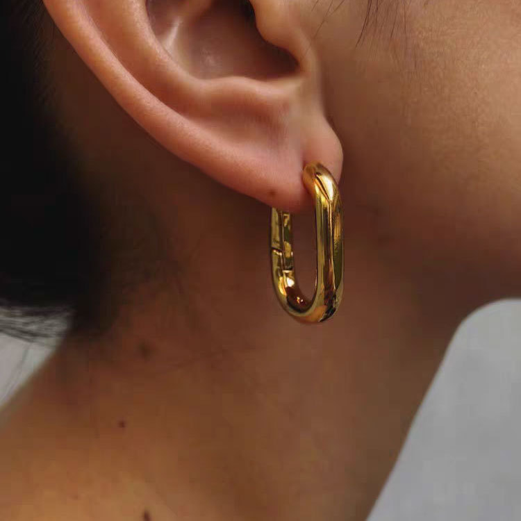 Solid Color Pattern Women's Gender 1 Pair Simple Style Classic Style Solid Color Plating Titanium Steel Earrings