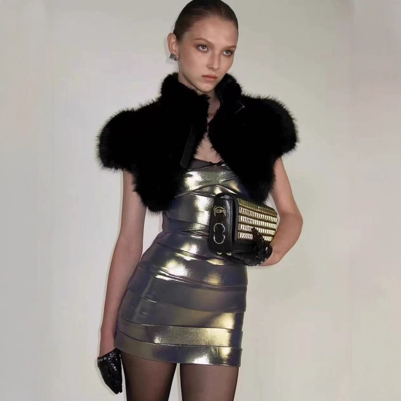 Hot Girl Style Sexy Autumn and Winter Stand-Up Collar Adjustable Buckle Layered Eco-Friendly Faux Fur Short Jacket Top Short Coat Hot Girl Style Sexy Autumn and Winter Stand-Up Collar Adjustable Buckle Layered Eco-Friendly Faux Fur Short Jacket Top Short Coat