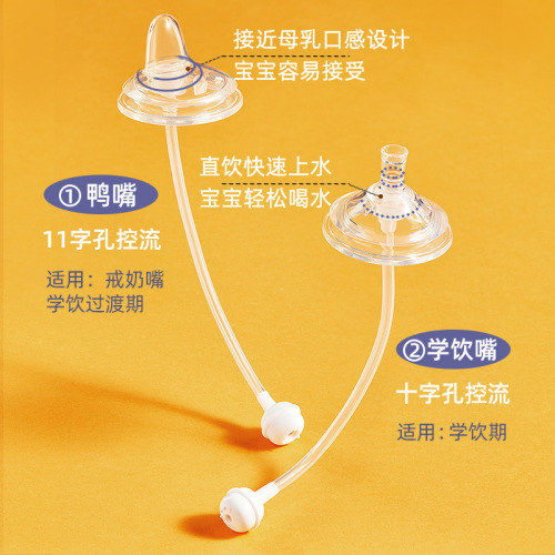 Suitable for Avent milk bottle straw accessories, wide diameter learning drinking duckbill, universal gravity ball milk bottle cap handle