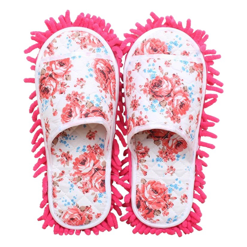 Quilted Large Flower Floor Wipe Slippers Indoor Home Cleaning Shoes Floor Removable and Washable Lazy Rag Shoes Sweeping Slippers