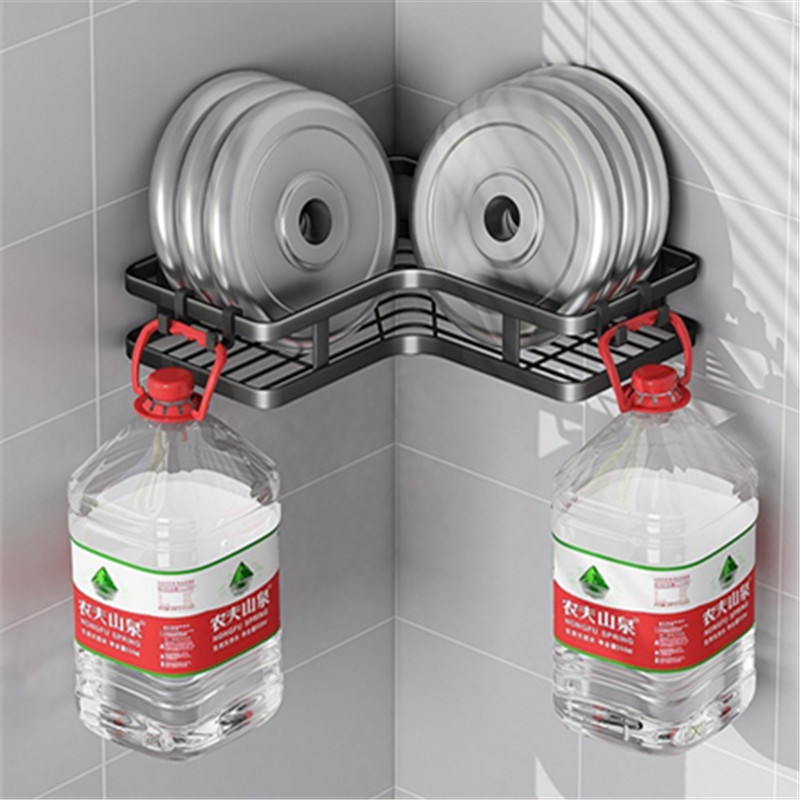 Estante triangular para baño Estante de almacenamiento de múltiples capas para baño sin perforación Estante de almacenamiento para artículos de tocador de pared para el hogar