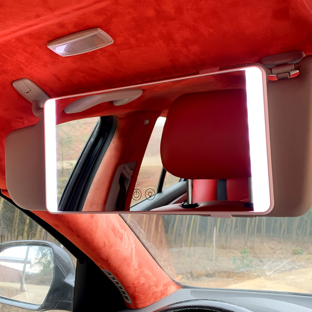 Car makeup mirror HD car LED with light dressing beauty sub touch mirror touch dimming car sun visor hanging mirror
