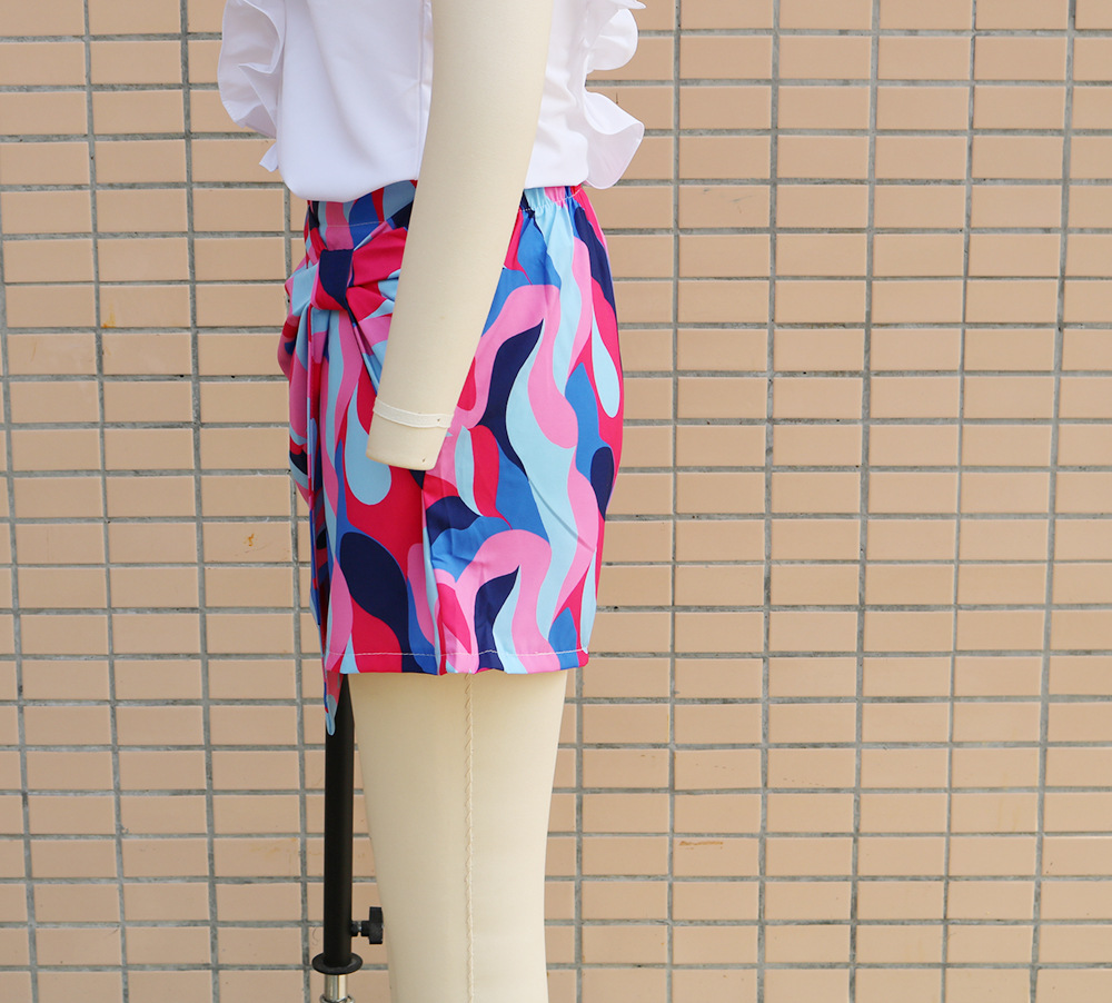 245g Weight Knee Length Pants Length Polyester Fabric Type High Waist Waist Line Straight Pants Pants Type Micro-Elastic Elasticity Daily Occasion Slim Fit Type Color Block Pattern Summer Season Women's Gender Printing Design Vacation Style Women's Daily Vacation Color Block Knee Length Printing Straight Pants 15