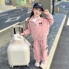 女童套装春秋2025新款儿童洋气秋季休闲时髦宝宝纯棉卡通运动秋装