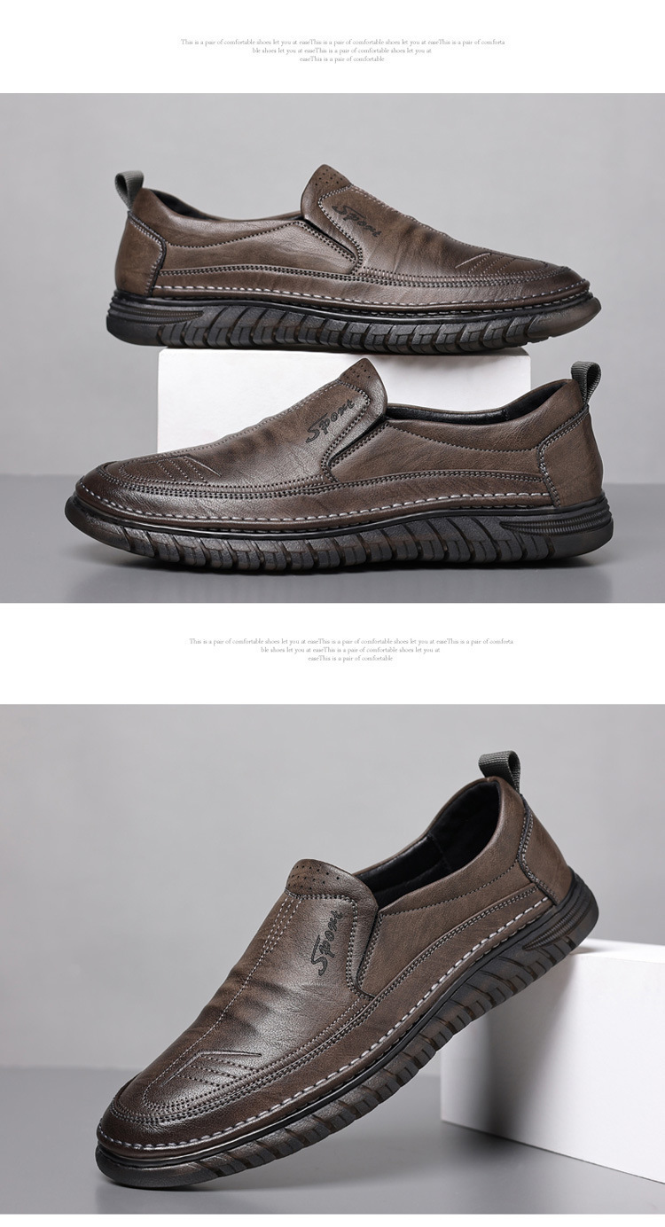 Chaussures décontractées en cuir pour homme, à enfiler, respirantes, à lacets, style printemps 2024, confortables, idéales pour la conduite, blanches et noires._voghion.com