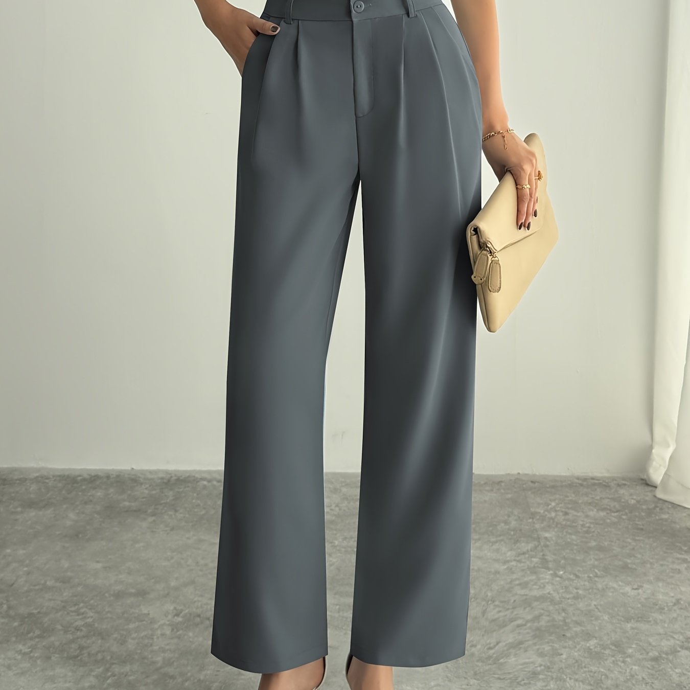 Women's High Waist Wide Reg Pants Lightweight Straight Reg