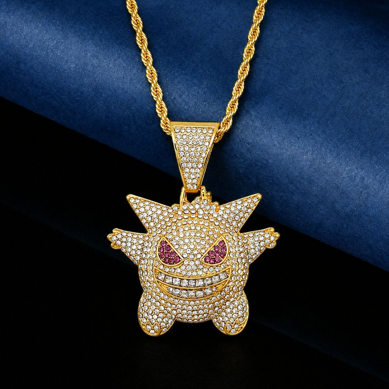 Hip-hop collar de diamantes cubano Hip-hop Pokémon Elf Anime Pet Elf Geng Ghosts Colgante de aleación image 1