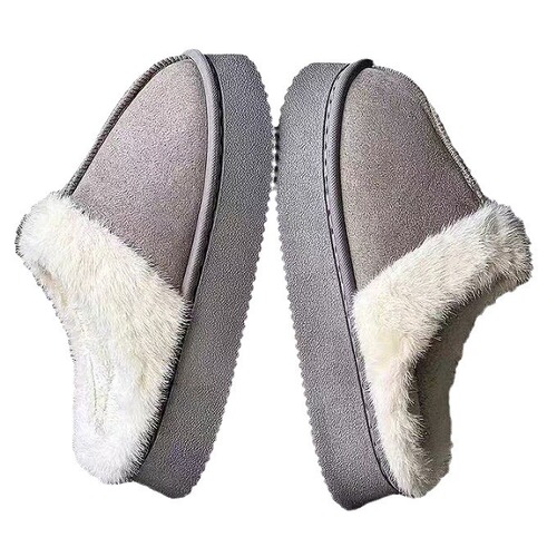 Women's Outerwear Slippers 2025 New Spring and Autumn Faux Fur Snow Boots with Thick Insoles and Warm, Fuzzy, Hooded Cotton Slippers