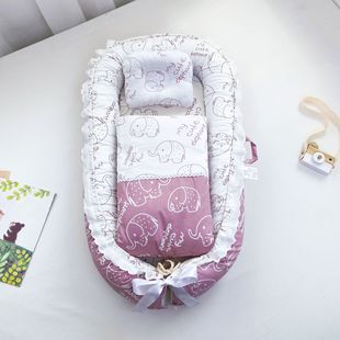 Cross-border cotton lace baby nest bed with quilt cross-border direct supply baby bed middle bed removable and washable bb baby nest