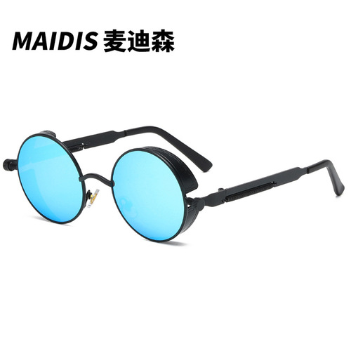Jet 886 retro punk sunglasses European and American round personality reflective glasses sunglasses for men and women