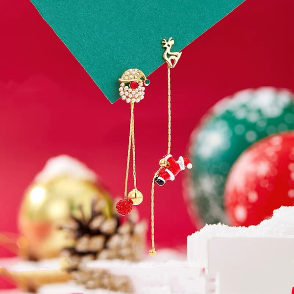 Christmas creative universal asymmetrical earrings for elderly