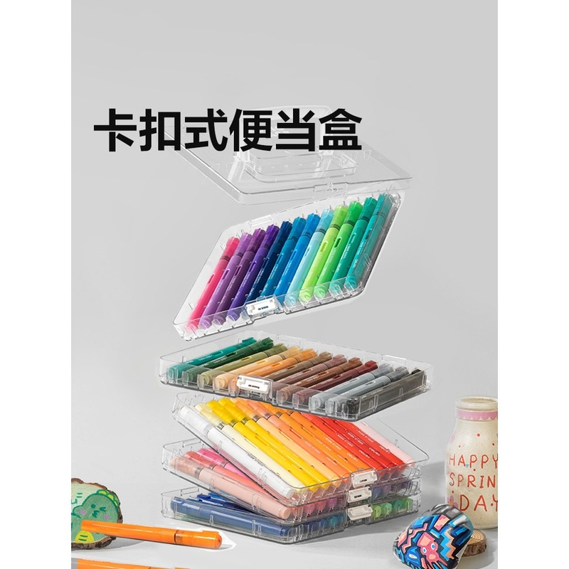 得力直液式丙烯马克笔软头小学生亚克力层叠盒不易透纸强覆盖力可|undefined