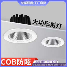 COB射灯天花灯嵌入式家用孔灯筒灯商业照明批发服装店铺商用