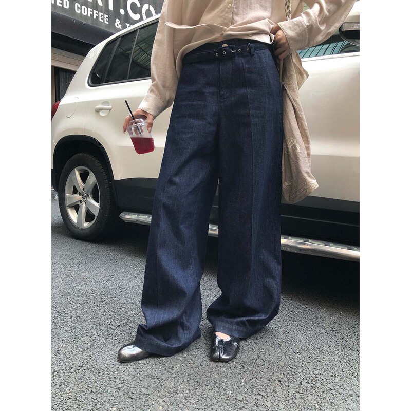 【Special Offer from Thirteen Rows, No Returns or Exchanges】Slimming Wide-Leg Jeans for Women, Loose Floor-Length Pants, Casual Trousers + Belt