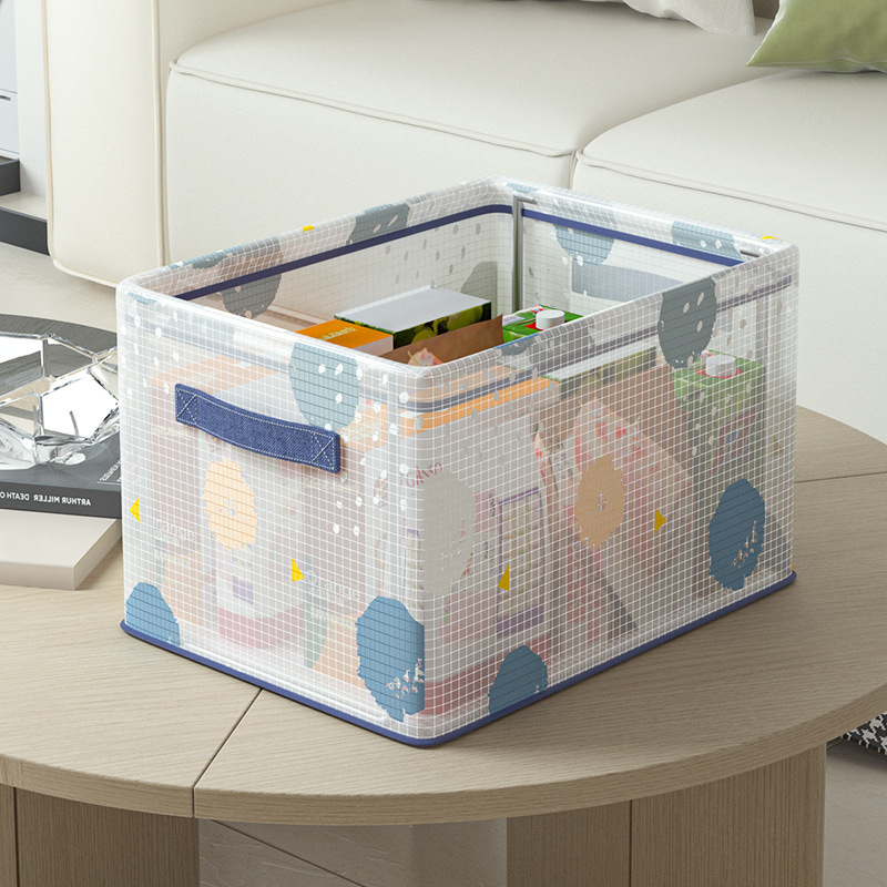 桌面收纳筐可折叠PVC钢架收纳篮杂物衣物置物篮大容量整理收纳盒