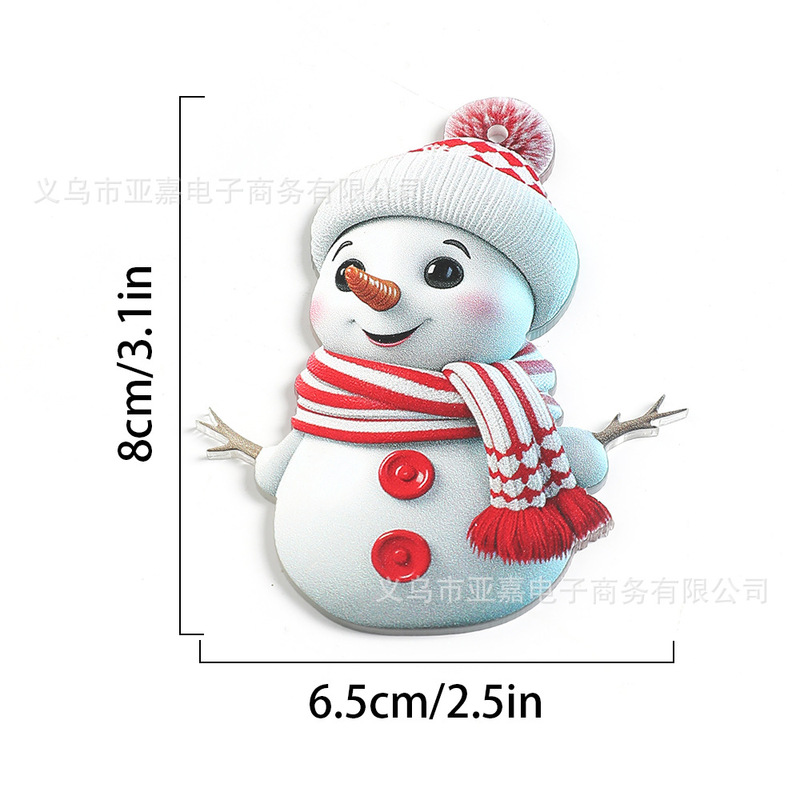 新品可爱卡通圣诞雪人亚克力平面汽车挂件圣诞树摆件圣诞装饰挂饰|undefined
