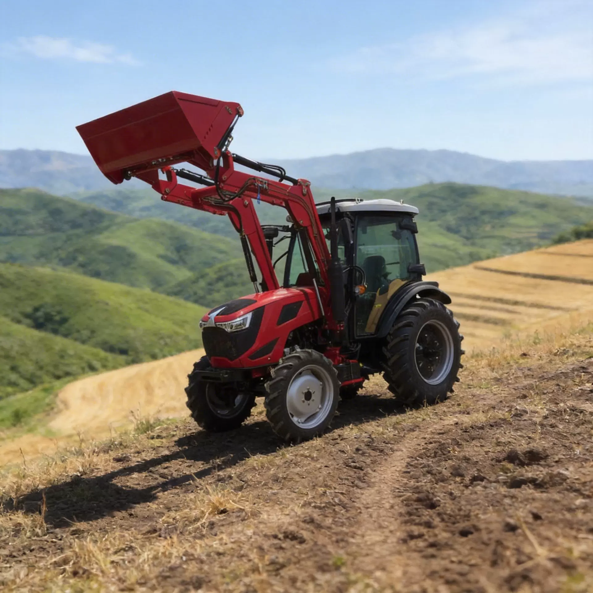 带前铲四轮拖拉机多功能农用90马力四驱四轮拖拉机山地耕田拖拉机