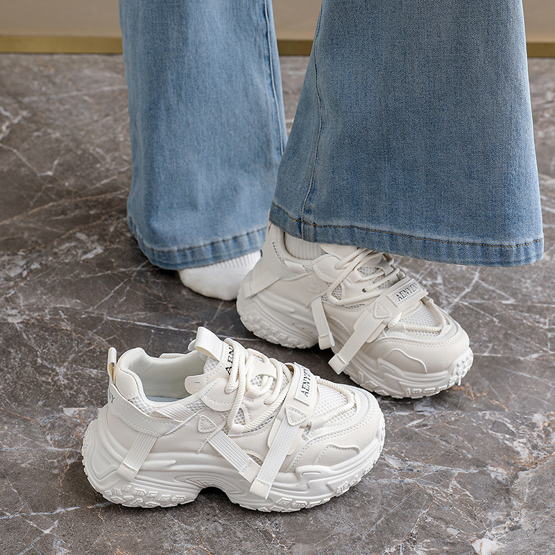 Zapatillas de Running con Plataforma para Mujer, PU, Suela de Caucho, con Aumento de Estatura, para Uso Diario