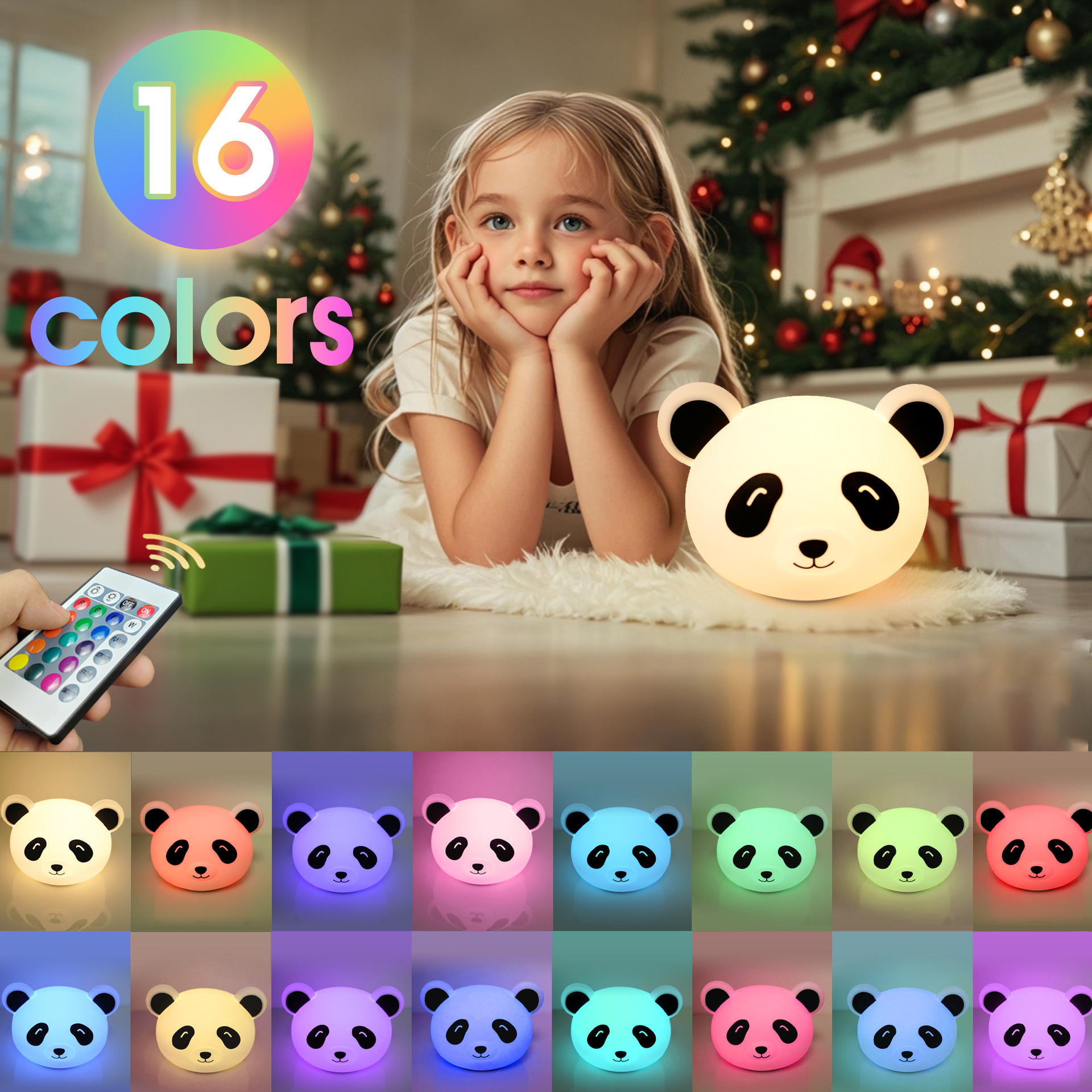 Lámpara táctil de silicona con diseño de panda de dibujos animados, estilo celebridad de internet, para dormitorio, luz nocturna recargable de goma suave, decoración para el hogar. image 5