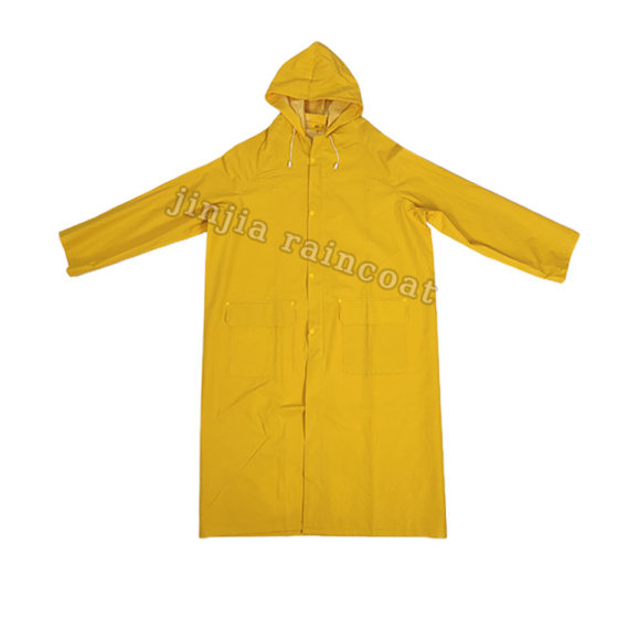 Jinjia factory price adult workers yellow raincoat custom conjoined raincoat waterproof outdoor European and American patch raincoat