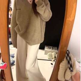 新款韩系套头毛衣春秋新款宽松百搭外穿慵懒针织衫不起球上衣
