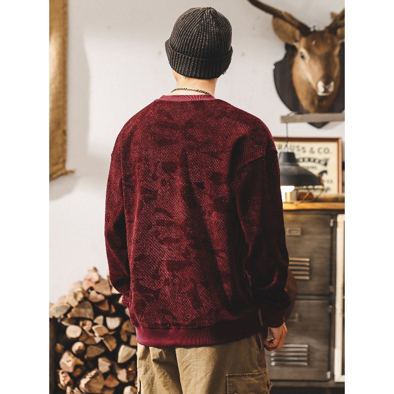 Felpa da uomo American Retro Heavy Texture, nuova collezione 2025 di un marchio di tendenza, vestibilità ampia, taglie forti, primavera e autunno._voghion.com