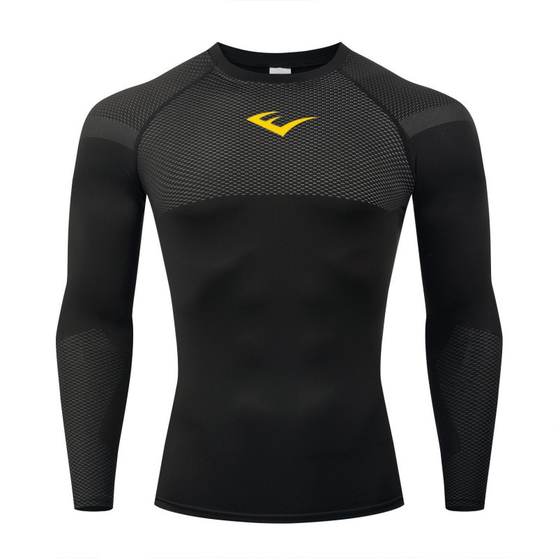 Foreign Trade Cross-Border Gym Men's Fitness European and American Style Compression Round Neck Sweat-Absorbent Quick-Dry Long-Sleeve T-Shirt Tight-Fitting Breathable Running Shirt Foreign Trade Cross-Border Gym Men's Fitness European and American Style Compression Round Neck Sweat-Absorbent Quick-Dry Long-Sleeve T-Shirt Tight-Fitting Breathable Running Shirt