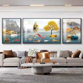 轻奢家和沙发背景墙挂画大气三联画现代简约客厅装饰画壁画