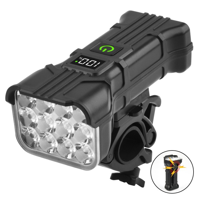 Transfronterizo nuevo doble T6 luz de la bicicleta de carga USB pantalla eléctrica al aire libre impermeable Riding iluminación bicicleta de montaña faro