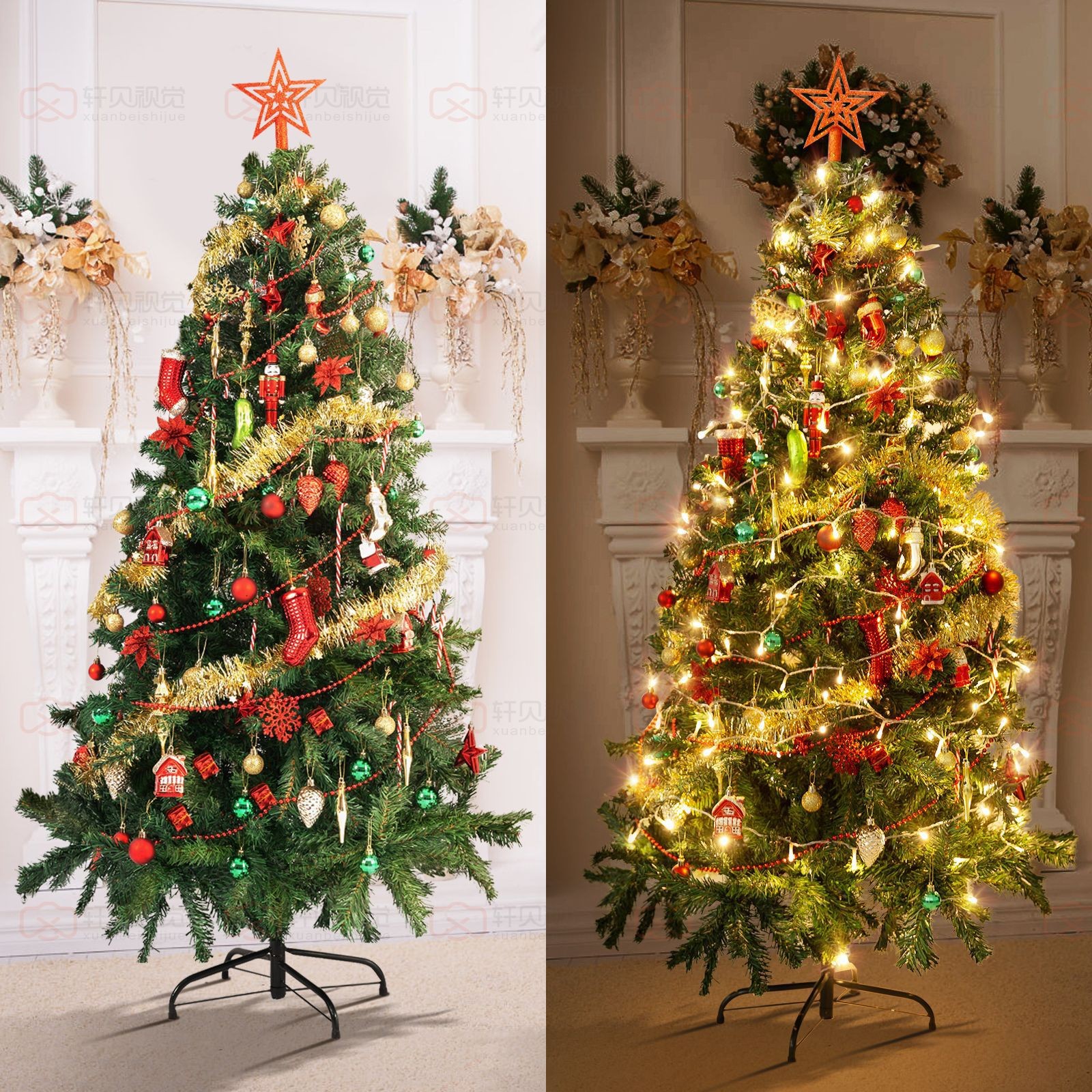 Lujo nuevo boutique árbol de Navidad atmósfera decoración árbol de Navidad colgante decoraciones traje cadena luz árbol de Navidad colgante