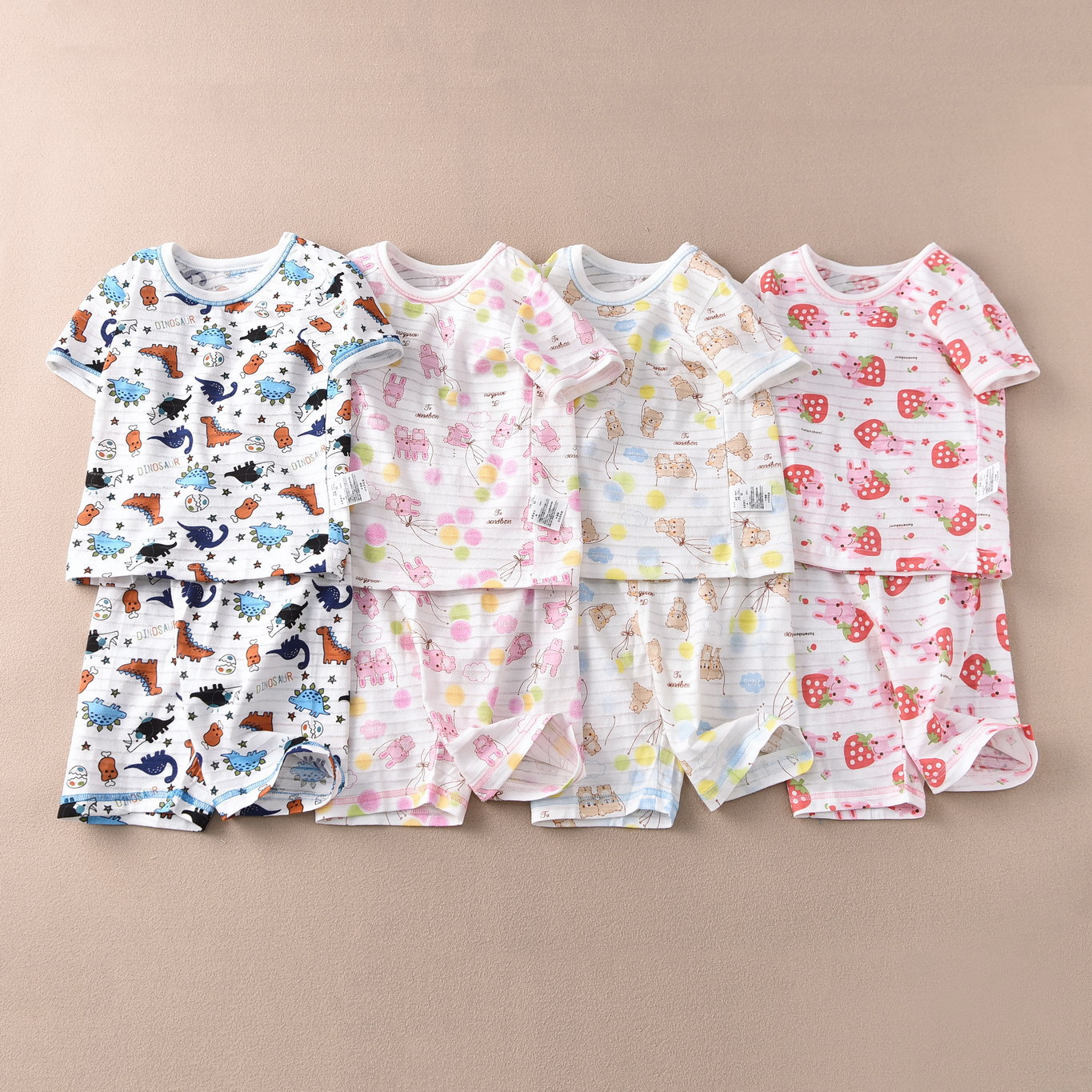 Distributor of Children's Short-Sleeve Five-Point Pants Sets for Boys and Girls, Summer Loungewear, Factory Direct Sales, Japanese Style, Versatile, Sweat-Absorbent Mesh