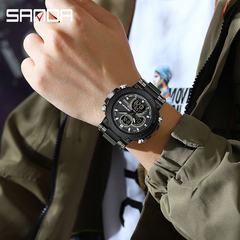SANDA reloj electrónico transfronterizo personalidad cool reloj de pulsera estudiantes luz nocturna multifuncional moda reloj de pulsera para hombres 6183