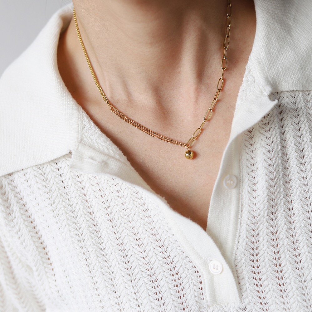 Fashion Solid Color Titanium Steel Gold Plated Necklace 1 Piece