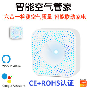 Tuya Smart Wifi/Zigbee Six-In-One Air Butler Detector Pm2.5 Formaldehyde Voc Temperature and Humidity Co2