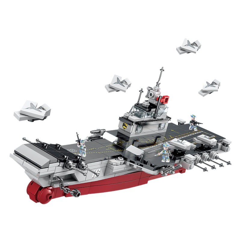 United Creation 84082B, Bloques de Construcción de Partículas Pequeñas con Luces, Modelo de Portaaviones, Juguete Educativo para Niños, Regalo
