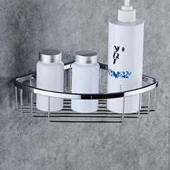 Stainless steel triangular fan-shaped storage rack bathroom hardware pendant double-layer mesh basket corner rack metal bathroom rack