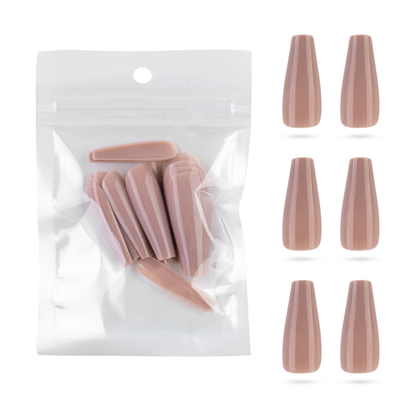 20 Pcs Bag wish Hot Sale Long Extended Fake Nail Solid Color Ballet Coffin Coffee in Fake Nail 20 Pcs Bag wish Hot Sale Long Extended Fake Nail Solid Color Ballet Coffin Coffee in Fake Nail