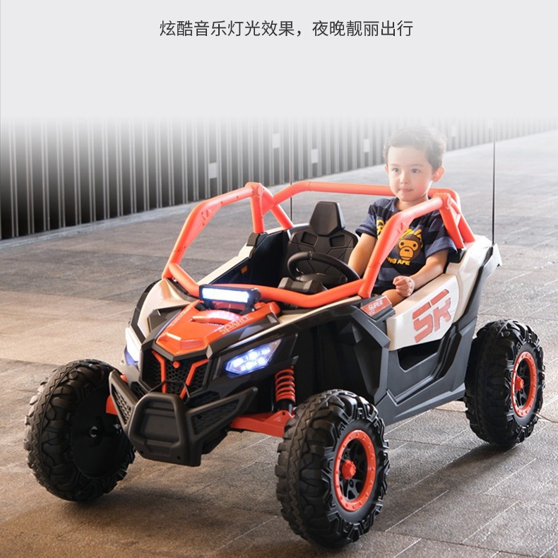 Vehículo eléctrico de cuatro ruedas todoterreno controlado remoto coche de juguete para niños niños coche para niños se puede sentar regalos de Navidad