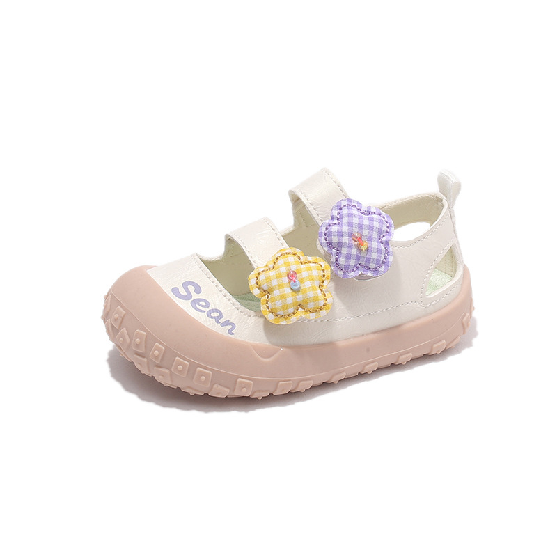 Niñas sandalias deportivas Baotou 2026 verano nuevo niño flor princesa zapatos zapatillas de chicas hueco zapatillas casuales