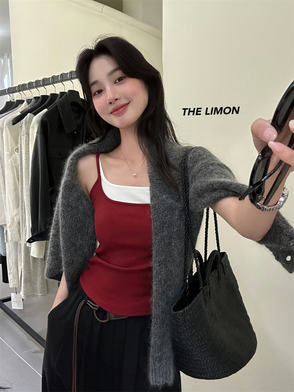 THE LIMON柠檬绿茶2025秋季系双肩带撞色吊带背心美背假两件上衣|undefined