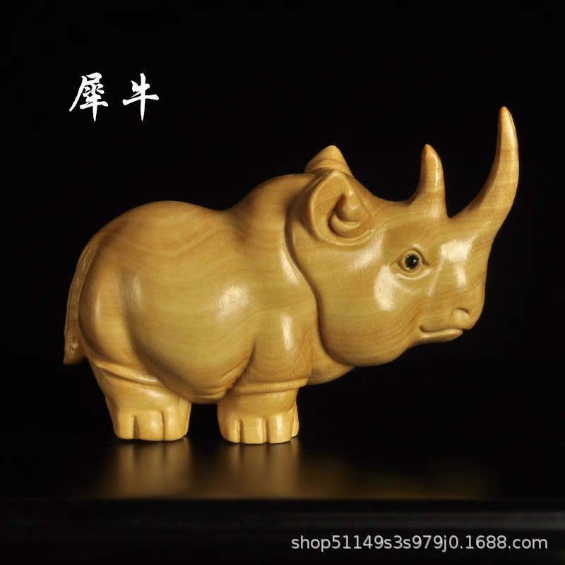 黄楊木彫りのハンドルの家庭の客間の象のサイの動物の工芸品はアフリカの三宝を飾って装飾を招きます。|undefined