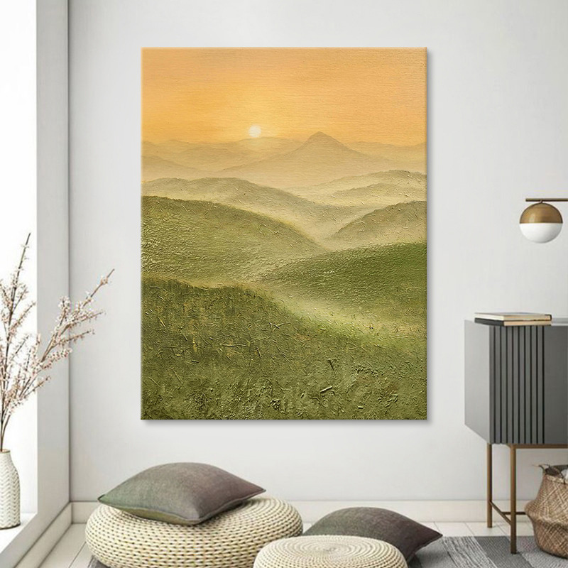 Modern Minimalist Entrance Living Room Sofa Background Wall Decoration Painting Sunrise from the East Abstract Distant Mountain Wall Painting Hanging Painting